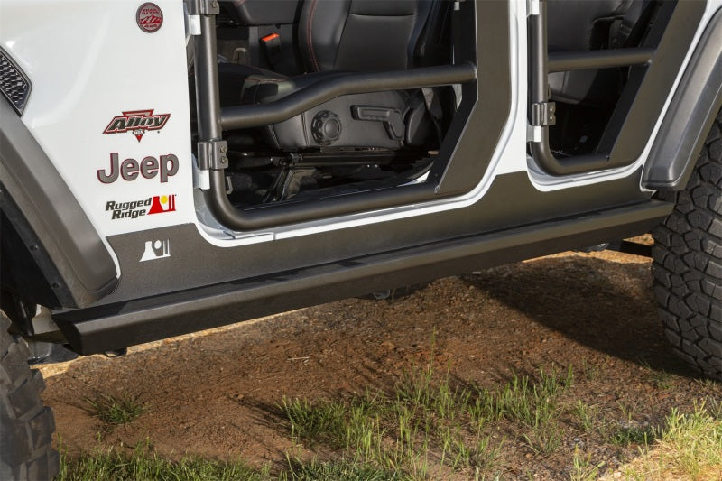 Rugged Ridge XHD Rock Sliders,Steel;18-19 Jeep Wrangler JL,4 Door 11504.32 Photo - Mounted