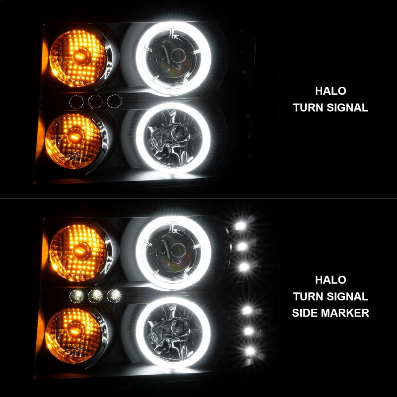 Anzo 2007-2013 Gmc Sierra 1500 Projector Headlights w/ Halo Black 111125 Photo - Unmounted