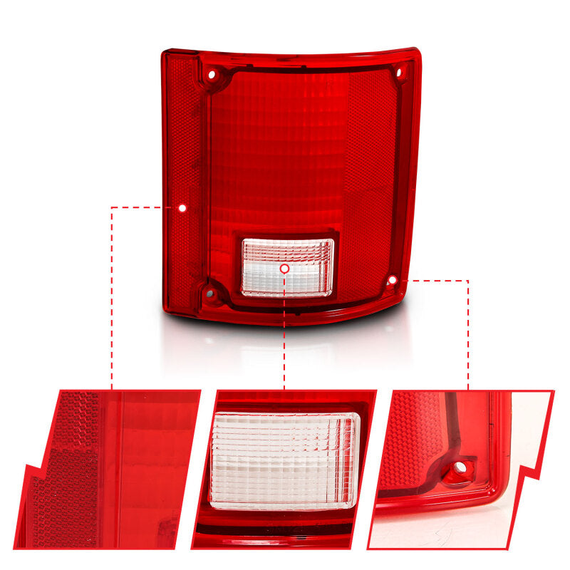 ANZO 1978-1991 Chevy Blazer Taillight Red/Clear Lens w/o Chrome Trim Fleetside (OE Replacement) 311317 311317 Photo - Close Up