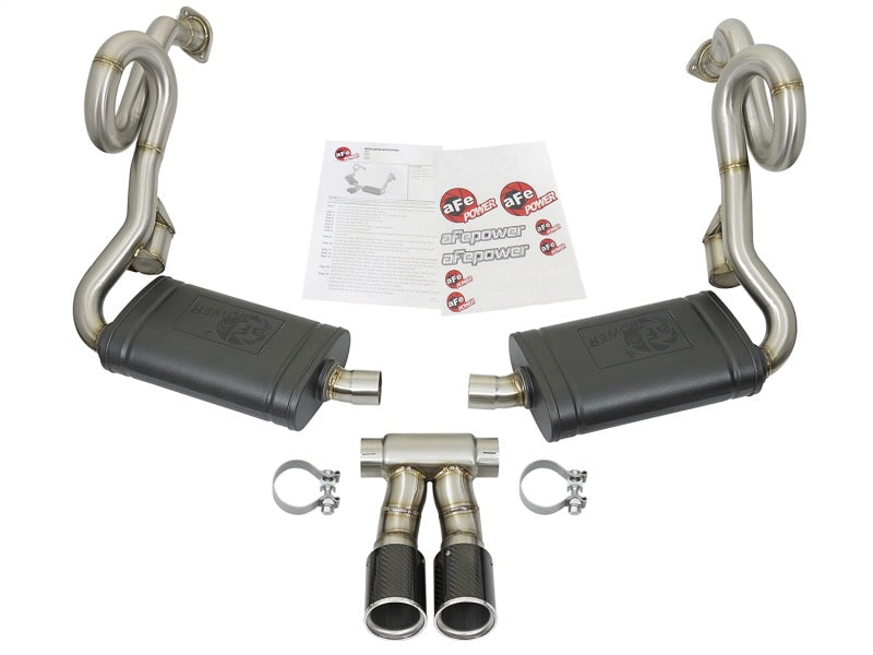 aFe MACHForce-Xp 2in 304 SS Cat-Back Exhaust w/Carbon Fiber Tips 13-16 Porsche Boxster 2.7L/3.4L 49-36415-C 49-36415-C Photo - Unmounted