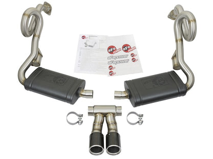 aFe MACHForce-Xp 2in 304 SS Cat-Back Exhaust w/Carbon Fiber Tips 13-16 Porsche Boxster 2.7L/3.4L 49-36415-C 49-36415-C Photo - Unmounted
