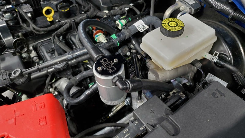 J&L 21-21.5 Ford Bronco 2.3L Ecoboost Passenger Side 3.0 Oil Separator - Clear Anodized 3078D-C 3078D-C Photo - Mounted