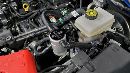 J&L 21-21.5 Ford Bronco 2.3L Ecoboost Passenger Side 3.0 Oil Separator - Clear Anodized 3078D-C 3078D-C Photo - Mounted