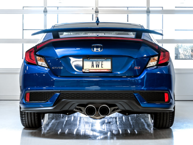 AWE Tuning 2016+ Honda Civic Si Touring Edition Exhaust w/Front Pipe & Dual Chrome Silver Tips 3015-32108 3015-32108 Photo - Mounted