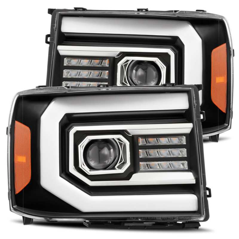 AlphaRex 07-13 GMC 1500HD PRO-Series Proj Headlights Plank Style Matte Blk w/Activ Light/Seq Signal 880606 880606 Photo - Primary