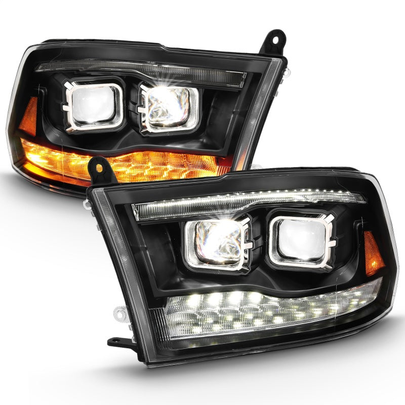 ANZO 2009-2018 Dodge Ram 1500 Led Projector Plank Style Switchback H.L Halo Black Amber (OE Style) 111464 111464 Photo - Unmounted