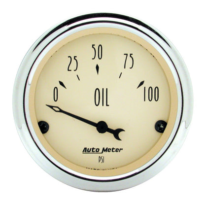 Autometer 2-1/16" Oil Pressure, 0-100 Psi, Air-Core, Air-Core, Antique Beige 1827 Photo - Primary