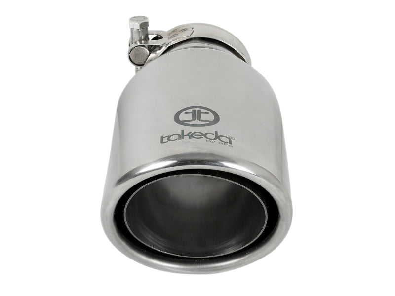 aFe Takeda 304 Stainless Steel Clamp-On Exhaust Tip 2.5in. Inlet / 4in. Outlet / 8in. L - Polished 49T25404-P08 49T25404-P08 Photo - Unmounted