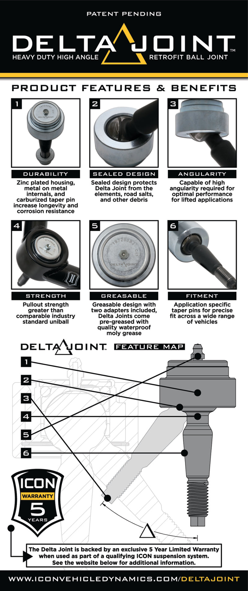 ICON 2007+ Toyota FJ / 2003+ Toyota 4Runner Tubular Upper Control Arm Delta Joint Kit 58451DJ 58451DJ Product Brochure - a specific brochure describing a Product