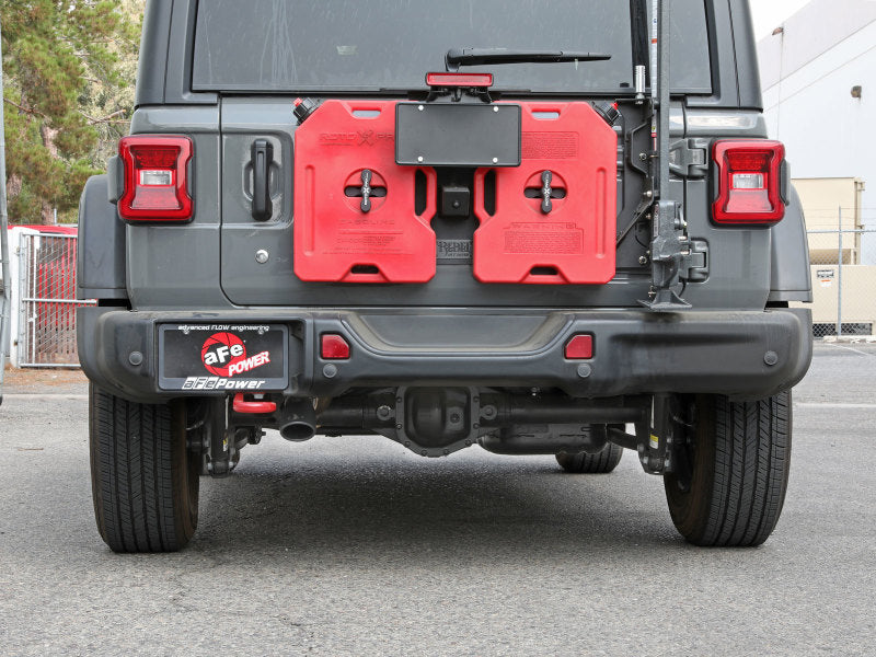 aFe MACH Force-Xp Axle-Back Exhaust System w/Black Tip 18-20 Jeep Wrangler L4-2.0T / V6-3.6L 49-48070-1B 49-48070-1B Photo - Mounted