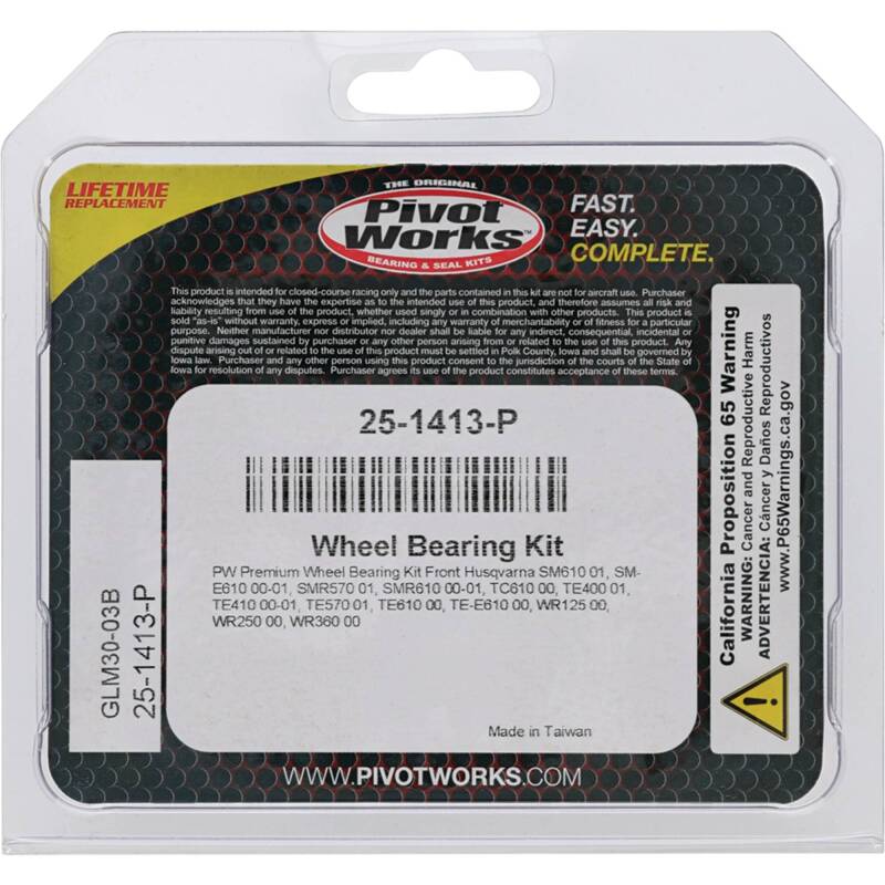 Pivot Works Husqvarna Wheel Bearing Kit Premium Bearings 25-1413-P 25-1413-P Photo - Primary