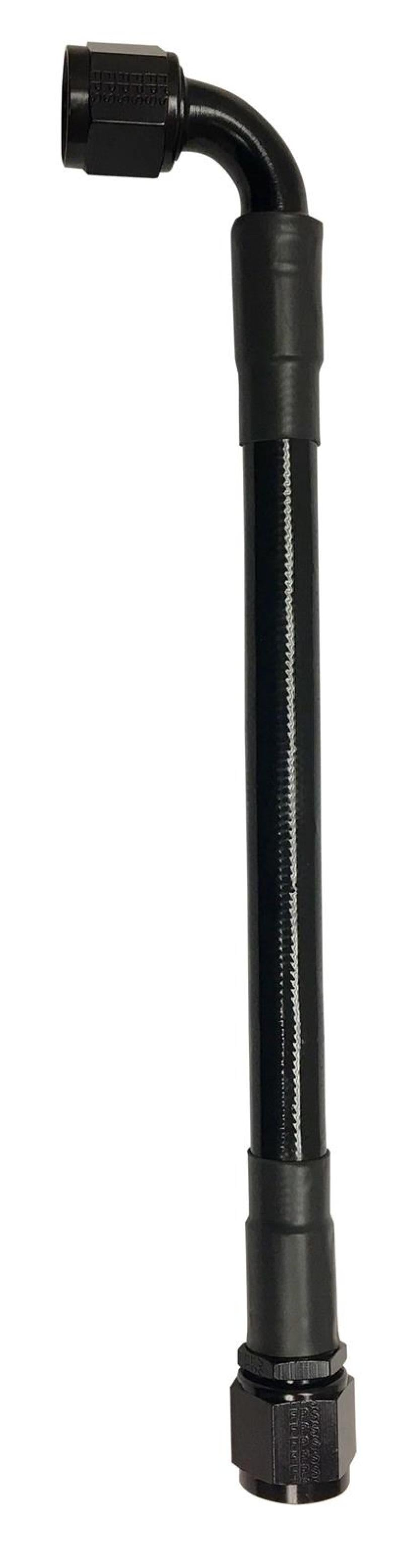 Fragola -8AN Ext Black PTFE Hose Assembly Straight x 90 Degree 10in 6028-1-2-10BL 6028-1-2-10BL Photo - Primary