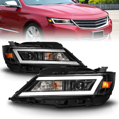ANZO 14-20 Chevrolet Impala Square Projector LED Bar Headlights w/ Black Housing 121574 121574 Photo - Primary