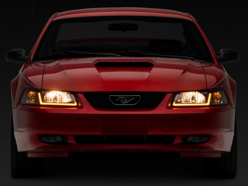 Raxiom 99-04 Ford Mustang Axial Series Headlights w/ Sequential LED Bar- Blk Housing (Clear Lens) 422713 422713 Photo - Close Up