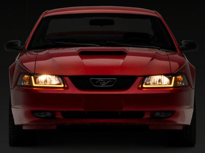 Raxiom 99-04 Ford Mustang Axial Series Headlights w/ Sequential LED Bar- Blk Housing (Clear Lens) 422713 422713 Photo - Close Up