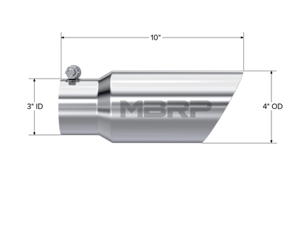 MBRP Universal Tip 4in OD 3in Inlet 10in Length Dual Wall Angled End T5156 Photo - Close Up