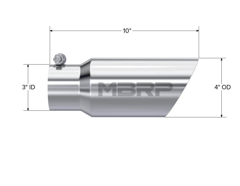 MBRP Universal Tip 4in OD 3in Inlet 10in Length Dual Wall Angled End T5156 Photo - Close Up
