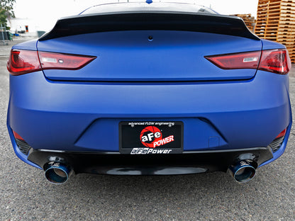 aFe POWER Takeda 2.5in 304 SS CB Exhaust w/ Blue Flame Tips 17-19 Infiniti Q60 V6-3.0L (tt) 49-36134NM-L 49-36134NM-L Photo - Mounted