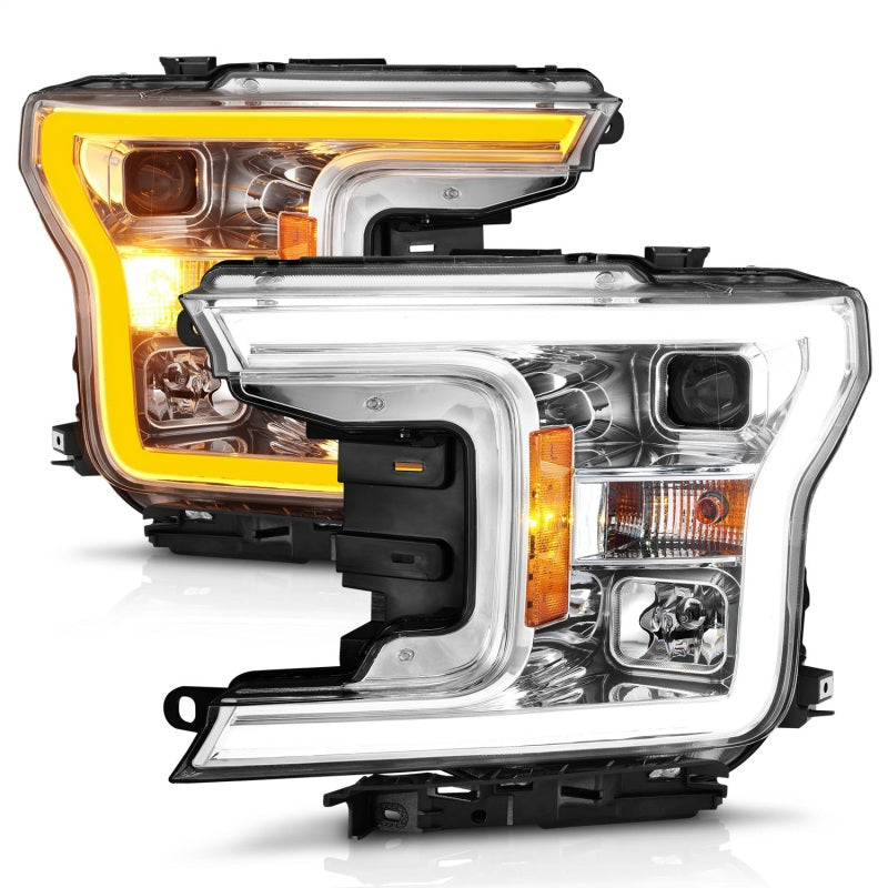 ANZO 2018-2020 Ford F-150 Projector Headlight w/Plank Style Switchback Chrome Housing 111510 111510 Photo - Unmounted