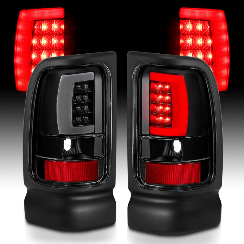 ANZO 1994-2001 Dodge Ram 1500 LED Taillights Plank Style Black w/Clear Lens 311339 311339 Photo - Unmounted