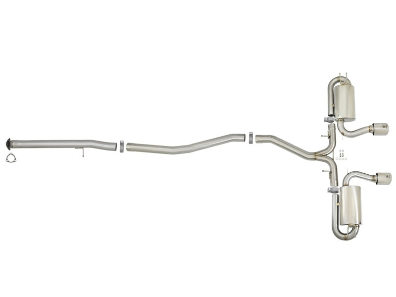 aFe Takeda 3in 304 Stainless Steel Cat-Back Exhaust System w/ Dual Center 49-36618-P Photo - Unmounted