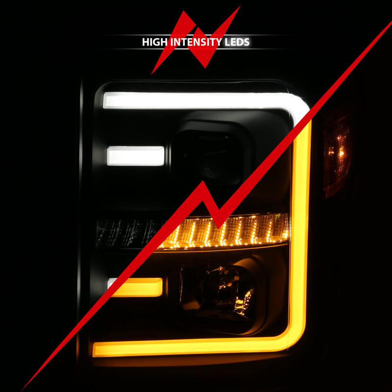 ANZO 2011-2016 Ford F250 Projector Headlights w/ Plank Style Switchback Black w/ Amber 111406 111406 User 6