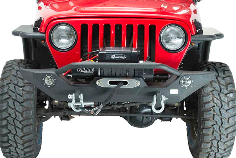 Fishbone Offroad 87-06 Jeep TJ/YJ Wrangler TJ/YJ Steel Front Bumper W/LEDs - Blk Textured Powercoat FB22016 FB22016 Photo - lifestyle view