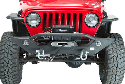 Fishbone Offroad 87-06 Jeep TJ/YJ Wrangler TJ/YJ Steel Front Bumper W/LEDs - Blk Textured Powercoat FB22016 FB22016 Photo - lifestyle view