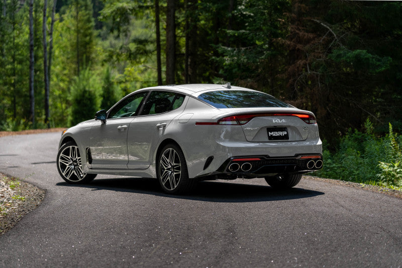MBRP 2022 Kia Stinger 3.3L T304 SS Cat-Back Exhaust- Dual Split Rear Quad Outlet Uses Factory Bezels S4708304 S4708304 Photo - lifestyle view