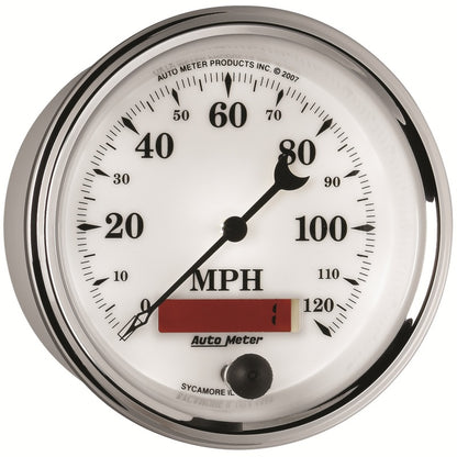 AutoMeter Gauge Speedometer 3-3/8in. 120MPH Elec. Prog. W/ Lcd Odo Old Tyme Wht II 1287 1287 User 5