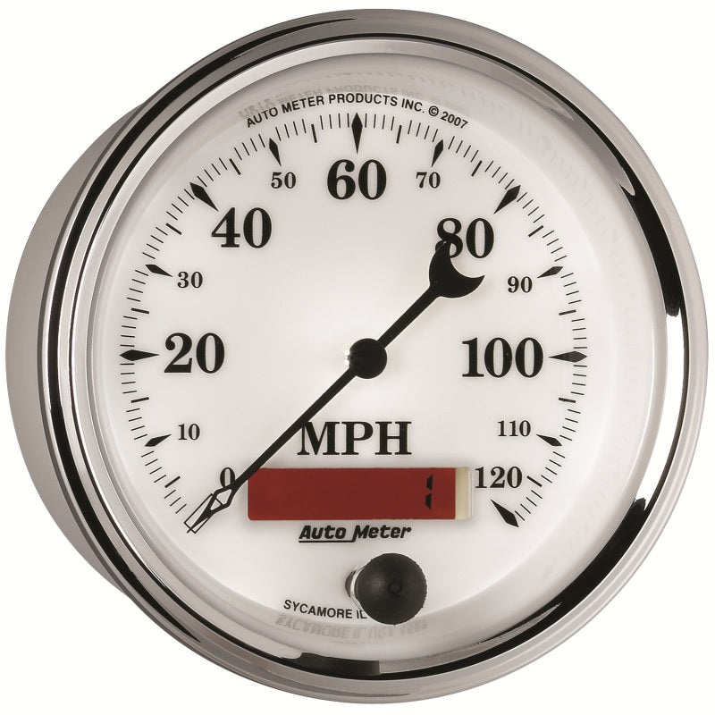 AutoMeter Gauge Speedometer 3-3/8in. 120MPH Elec. Prog. W/ Lcd Odo Old Tyme Wht II 1287 1287 User 5