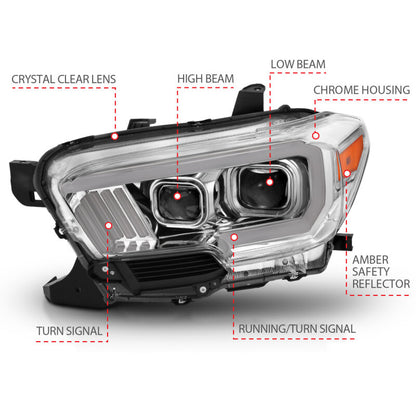 Anzo  2016-2017 Toyota Tacoma Projector Headlights w/ Plank Style 111380 Photo - lifestyle view