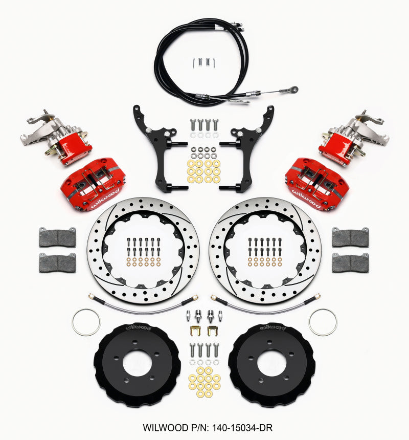 Wilwood Dynapro Radial4 / MC4 Rear Kit 12.88 Drilled Red 2006-15 Miata w/Lines & Cables 140-15034-DR 140-15034-DR Photo - Primary