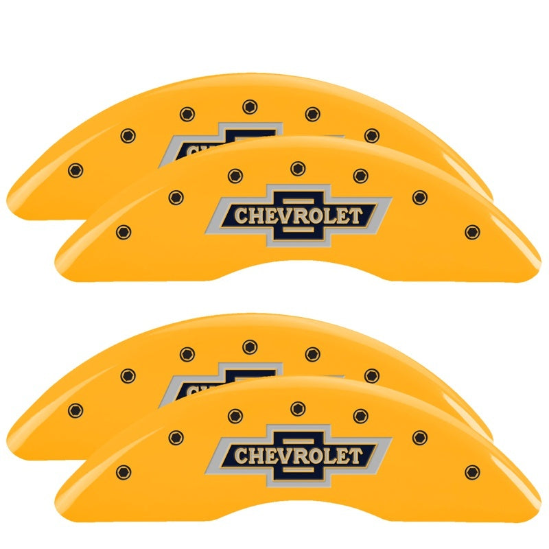 MGP 4 Caliper Covers Engraved F & R 100th Anniv Yellow Finish Black Char 2019 Chevy Silverado 2500HD 14173SBANYL 14173SBANYL Photo - Primary