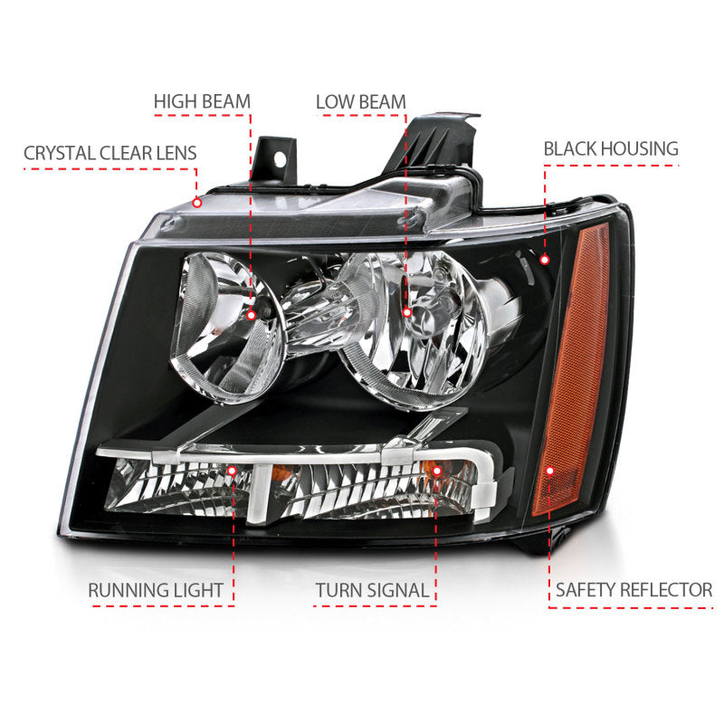Anzo Chevy Tahoe /Suburban 07-14 Crystal Headlight Black 111392 Photo - Unmounted