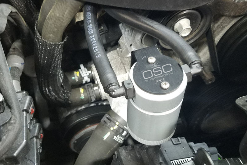 J&L 16-17 Chevrolet SS 6.2L Passenger Side Oil Separator 3.0 - Clear Anodized 3083P-C 3083P-C Photo - Mounted
