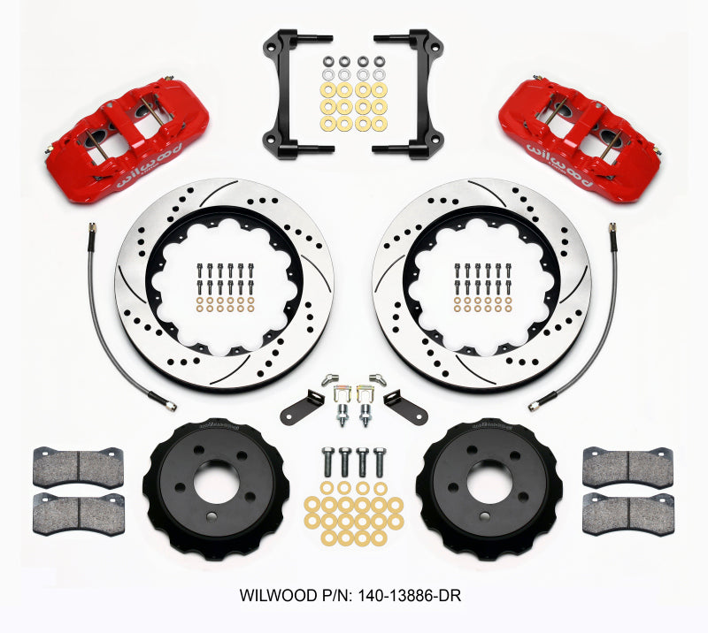 Wilwood AERO6 Front Hat Kit 14.00 Drilled Red 2015-Up Mustang w/Lines 140-13886-DR 140-13886-DR Photo - Primary