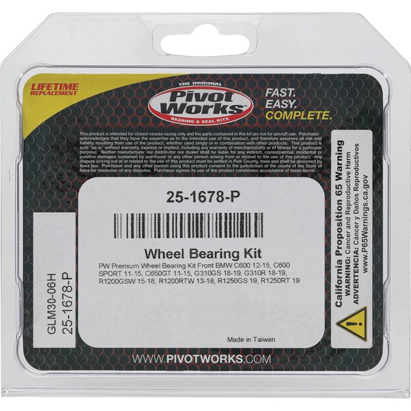 Pivot Works BMW Wheel Bearing Kit Premium Bearings 25-1678-P 25-1678-P Photo - Primary