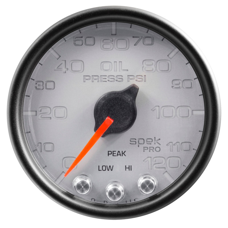AutoMeter Gauge Oil Press 2-1/16in. 120PSI Stepper Motor W/Peak & Warn Slvr/Blk Spek P32522 P32522 User 2