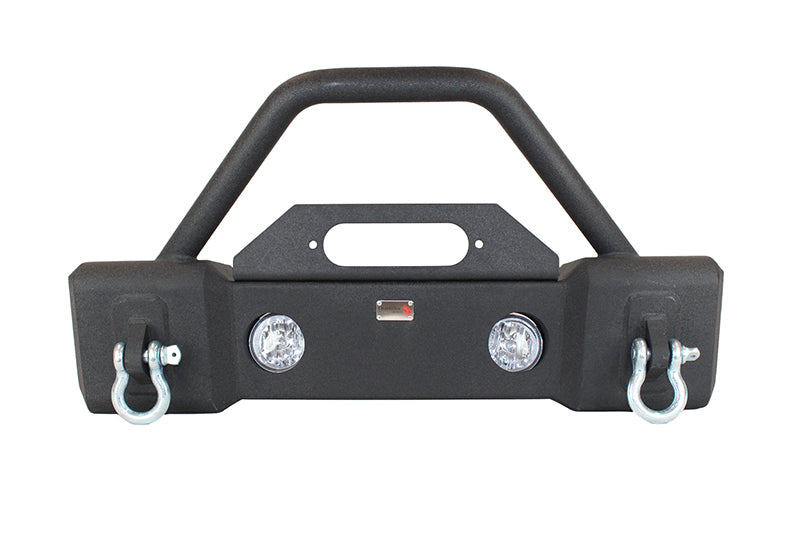 Fishbone Offroad 07-18 Jeep Wrangler JK Stubby Bumper W/Tube Guard - Black Texured Powdercoated FB22001