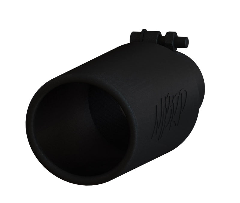 MBRP Universal Tip 4in O.D. Angled Rolled End 2.5in inlet 12in length Black T5150BLK Photo - Primary