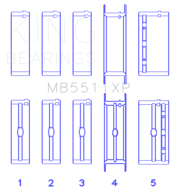 King Engine Bearings General Motors 326/350/389/400 (Size STDX) Main Bearing Set MB5511XPSTDX MB5511XPSTDX Photo - Primary