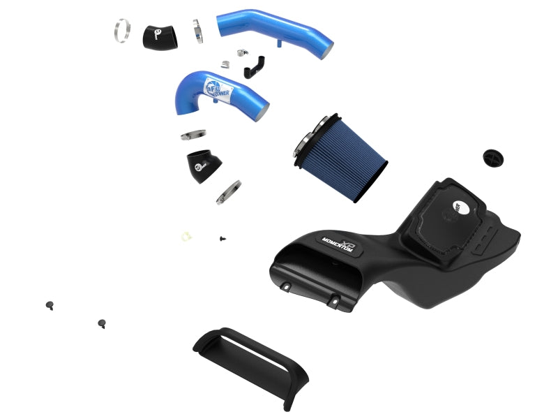 aFe 21-22 Ford F-150 Raptor V6-3.5L(tt) Momentum XP Cold Air Intake System - Blue w/ Pro 5R Filter 50-30072RL 50-30072RL Photo - Unmounted