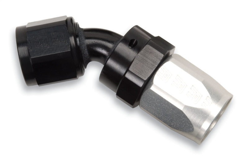 Russell Performance -6 AN Black/Silver 45 Degree Full Flow Swivel Hose End 613093 613093 Photo - Unmounted