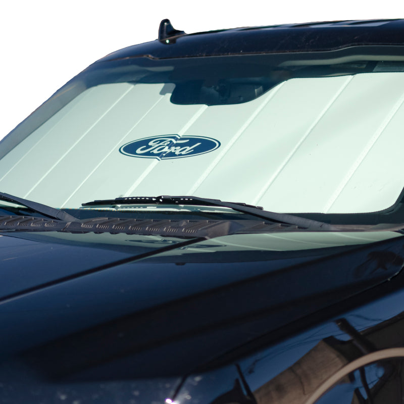 Covercraft UVS100 Premier Series Custom Sunscreen with Ford Blue Oval logo UFP11791WH UFP11791WH Photo - out of package