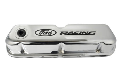 Ford Chrome Steel Valve Cover Set w/Ford Racing Logo FRD302-071 302-071 Photo - Unmounted