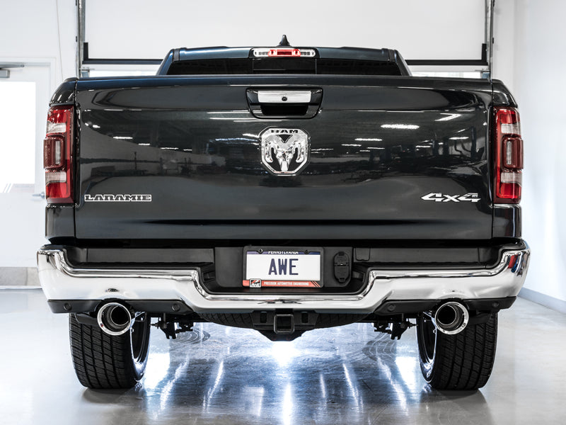 AWE Tuning 19-21 RAM 1500 5.7L (w/Cutouts) 0FG Dual Rear Exit Cat-Back Exhaust - Chrome Silver Tips 3015-32005 3015-32005 Photo - Mounted