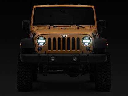Raxiom 97-18 Jeep Wrangler TJ/JK Axial Series 13-LED Headlights- Black Housing (Clear Lens) J150093 J150093 Photo - Close Up