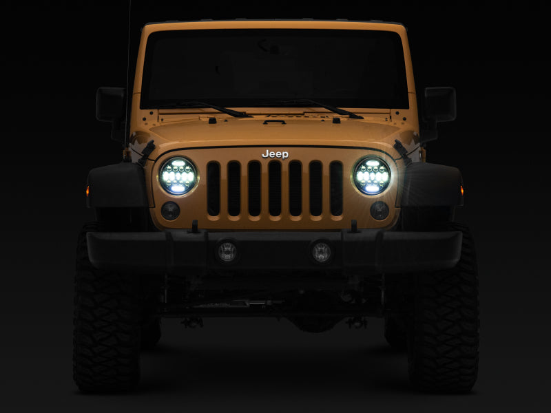 Raxiom 97-18 Jeep Wrangler TJ/JK Axial Series 13-LED Headlights- Black Housing (Clear Lens) J150093 J150093 Photo - Close Up