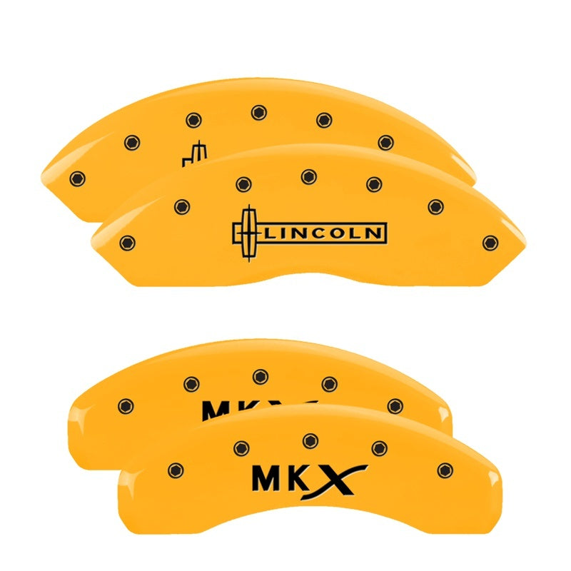 MGP 4 Caliper Covers Engraved Front Lincoln Engraved Rear MKX Yellow finish black ch 36007SLCXYL 36007SLCXYL Photo - Primary